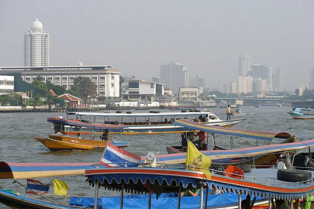 Boats on the Chao Phraya river in Bangkok